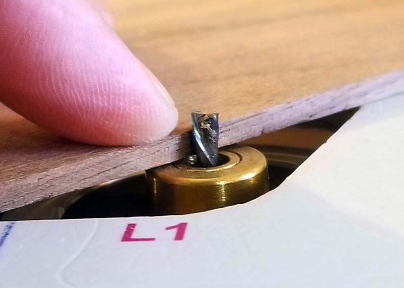 Depth of plunge set for cutting an inlay